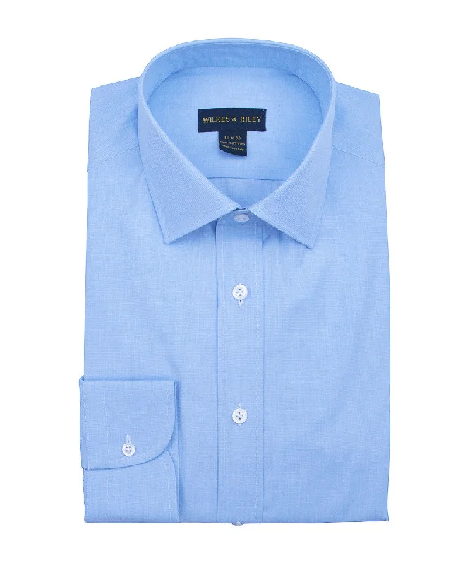 Mega Deal Tailored Fit Blue End On End Dress Shirt Spread Collar
