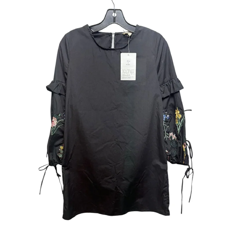 Weekend Specials to Relish Embroidered Tunic Long Sleeve By Rebellion In Black, Size: S