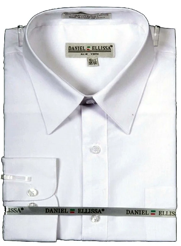 Big Savings Men's Basic Dress Shirt  with Convertible Cuff -Color White