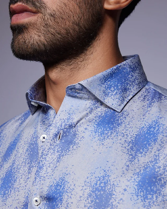 Today’s Deal Splatter Printed Shirt - Grey & Blue