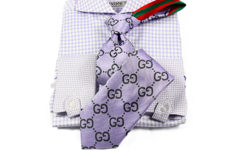Special Savings Spread Collar | Lavender Check | French Cuff Shirt