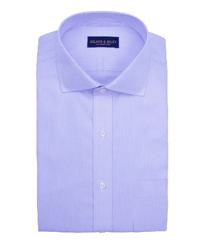 Friends and Family Sale Tailored Fit Purple Stripe English Spread Collar Supima® Cotton Non-Iron Twill Dress Shirt Friends and Family Sale Tailored Fit Purple Stripe English Spread Collar Supima® Cotton Non-Iron Twill Dress Shirt