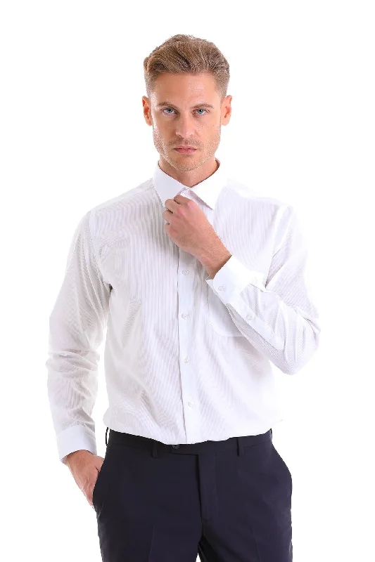 Weekend Discounts to Snag Classic Fit Long Sleeve Patterned Cotton Dress Shirt, White D. Weekend Discounts to Snag Classic Fit Long Sleeve Patterned Cotton Dress Shirt, White D.