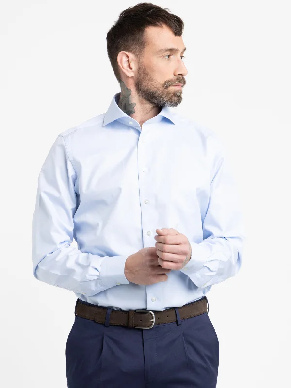 Unmissable Sale Blue Fitted Body Dress Shirt