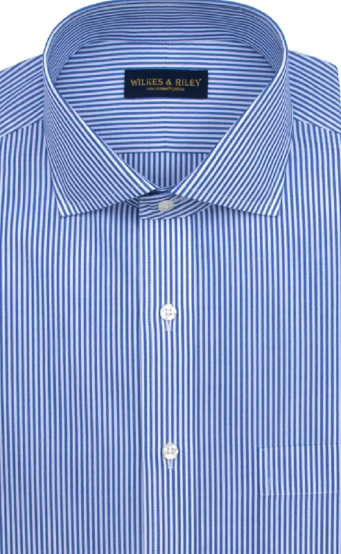 Big Savings Classic Fit Blue Bengal Stripe English Spread Collar Supima® Cotton Non-Iron broadcloth Dress Shirt Big Savings Classic Fit Blue Bengal Stripe English Spread Collar Supima® Cotton Non-Iron broadcloth Dress Shirt