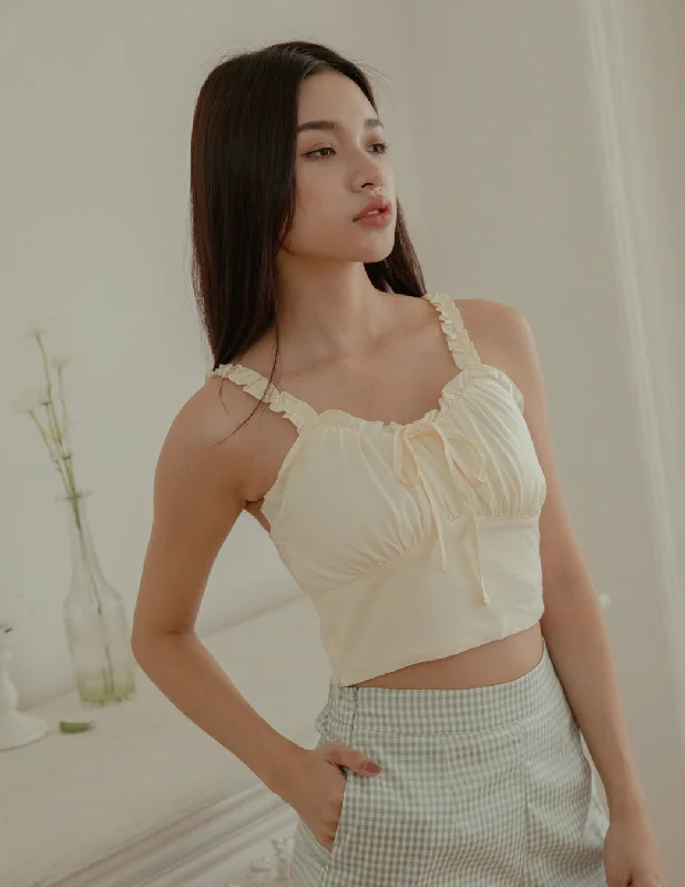 Overstock Clearance Claudia Ruched Top in Yellow