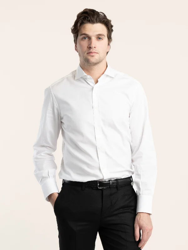 Weekend Steals Await White Twill Dress Shirt