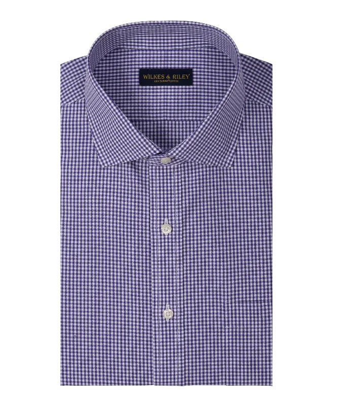 Exclusive Preview Slim Fit Purple Gingham English Spread Collar Supima® Cotton Non-Iron Broadcloth Dress Shirt Exclusive Preview Slim Fit Purple Gingham English Spread Collar Supima® Cotton Non-Iron Broadcloth Dress Shirt