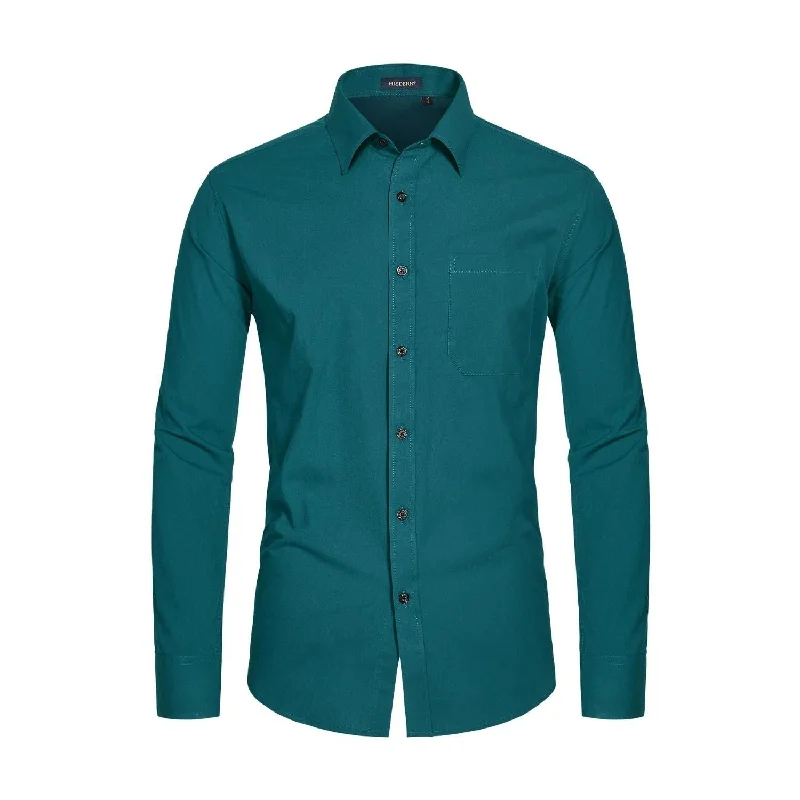 Great Deal Men's Dress Shirt with Pocket - G-TEAL