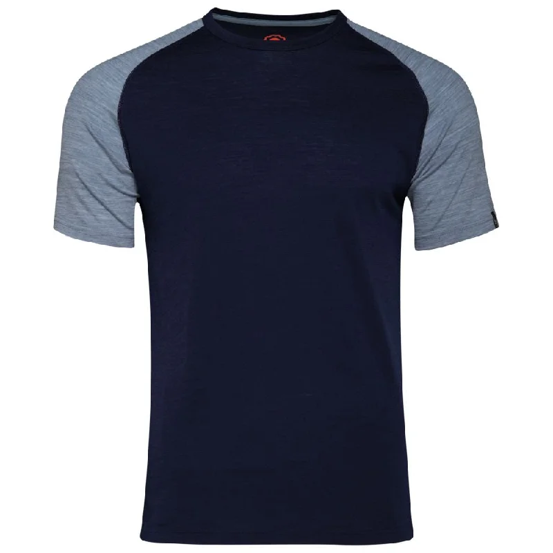 Stock Up Mens Merino 150 Raglan Baseball Tee (Navy/Sky)