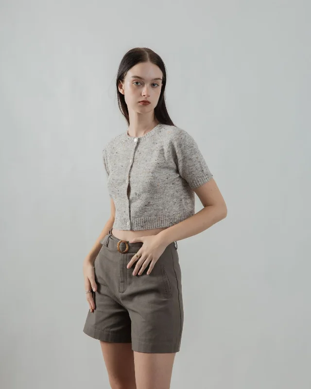 Weekend Specials to Celebrate Button Down Two Way Knit Top (Beige Mix)