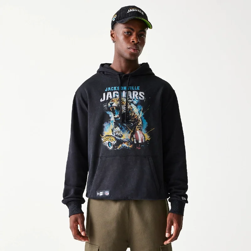 Loyalty Reward Jacksonville Jaguars NFL Games Premium Apparel Black Oversized Pullover Hoodie