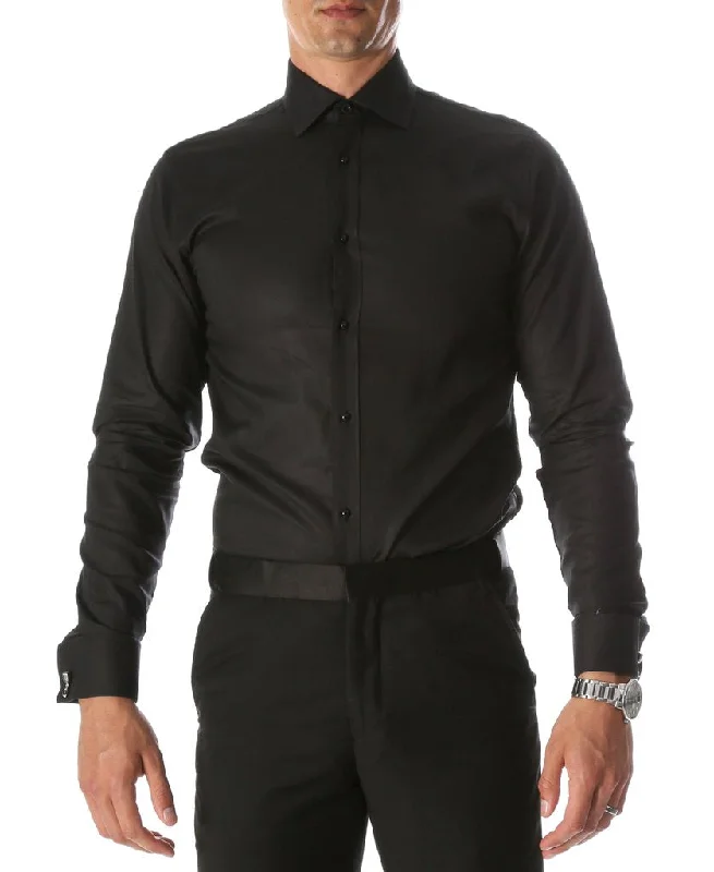 Huge Discounts Mens Slim Fit Black Dress Shirt