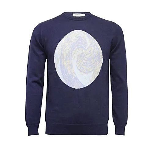 Unbeatable Prices Crew Neck Sweater with Intarsia Wave design