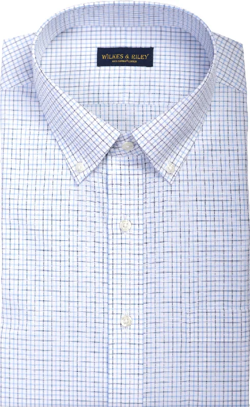Unwind with Weekend Discounts Slim Fit Sky / Navy Poplin Check Button Down Collar Supima® Cotton Non-Iron Dress Shirt Unwind with Weekend Discounts Slim Fit Sky / Navy Poplin Check Button Down Collar Supima® Cotton Non-Iron Dress Shirt