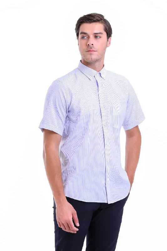 Special Discount Regular Fit Pinstripe Cotton Blend Lilac Dress Shirt