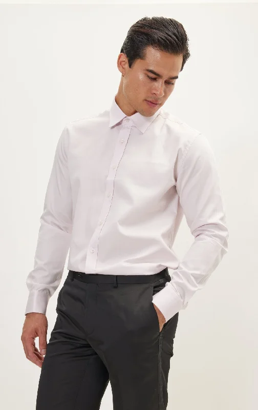 Best Seller Pure Cotton Classic Collar Sateen Dress Shirt - Light Pink