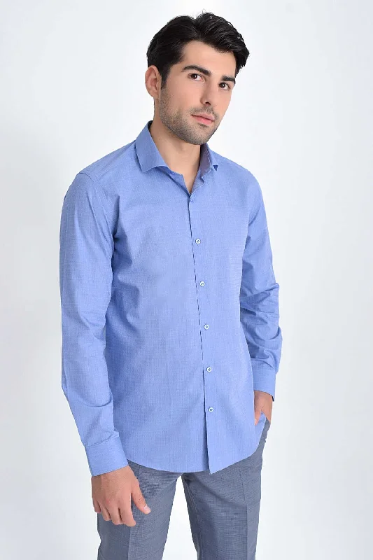 Stock Up and Save Slim Fit 100% Cotton Blue Dress Shirt