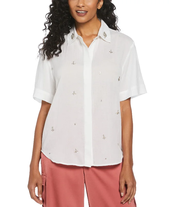 Sale Event Rhinestone Embellished Relaxed Blouse