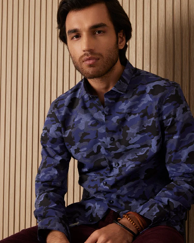 Weekend Deals That Wow Camo Printed Shirt - Blue