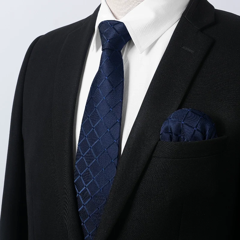 Weekend Savings Extravaganza Men's Shirt with Tie Handkerchief Set - 02-WHITE/NAVY