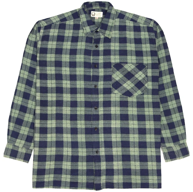 Massive Savings Vintage Checked Flannel Shirt Green Blue