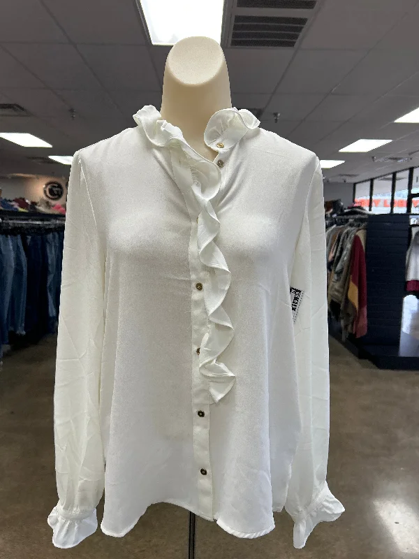 Stock Clearance Top Long Sleeve By J. Crew In White, Size: S