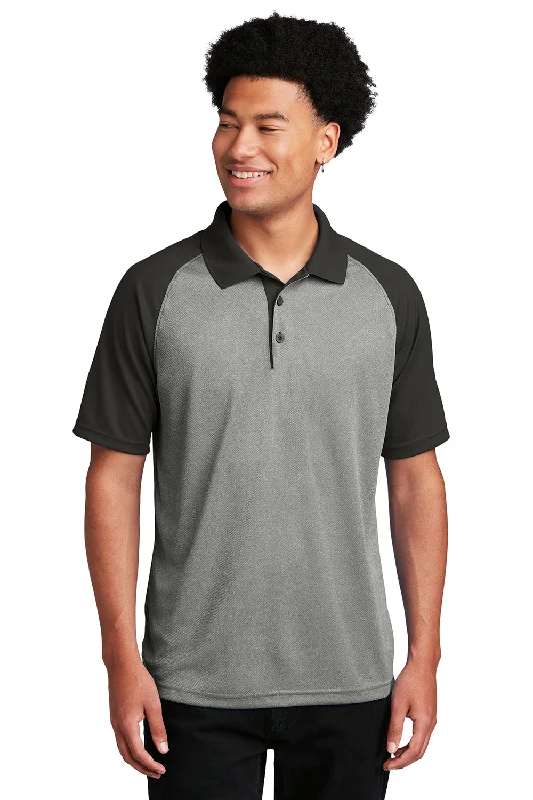 Stock Clearance Sport-Tek Mens RacerMesh Moisture Wicking Short Sleeve Polo Shirt - Heather Grey/Black Stock Clearance Sport-Tek Mens RacerMesh Moisture Wicking Short Sleeve Polo Shirt - Heather Grey/Black