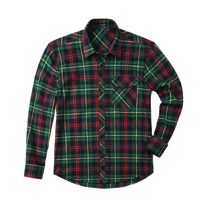 Time-Sensitive Plaided Men's Flannel Shirt With Pockets - RED/GREEN