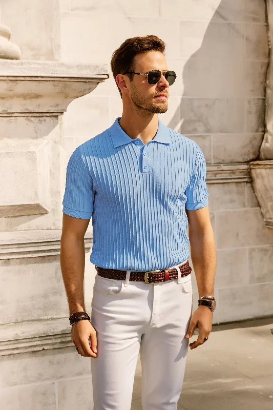 Stock Clearance Paul Jones Mens Knit Polo Shirts Casual Short Sleeve Regular Fit Breathable Golf Pullover Shirts