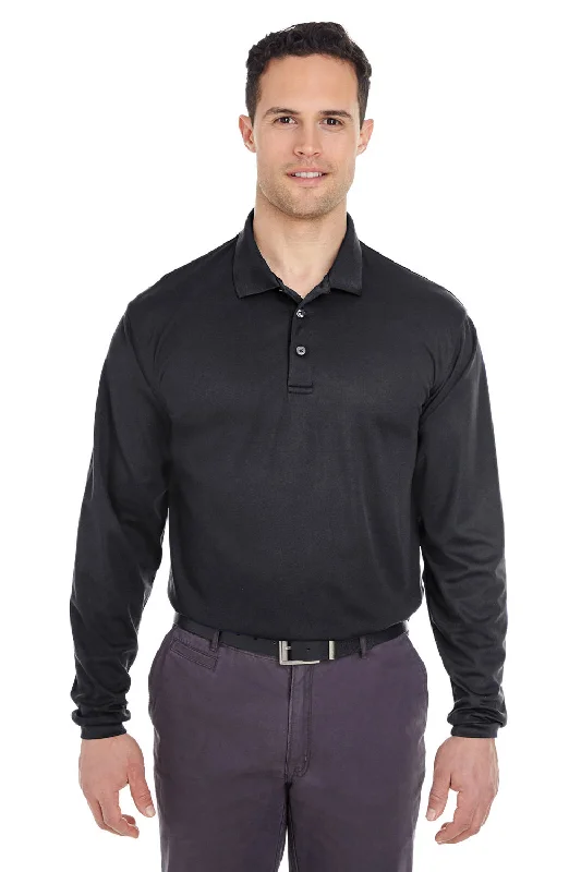 Limited Time UltraClub Mens Cool & Dry Moisture Wicking Long Sleeve Polo Shirt - Black Limited Time UltraClub Mens Cool & Dry Moisture Wicking Long Sleeve Polo Shirt - Black