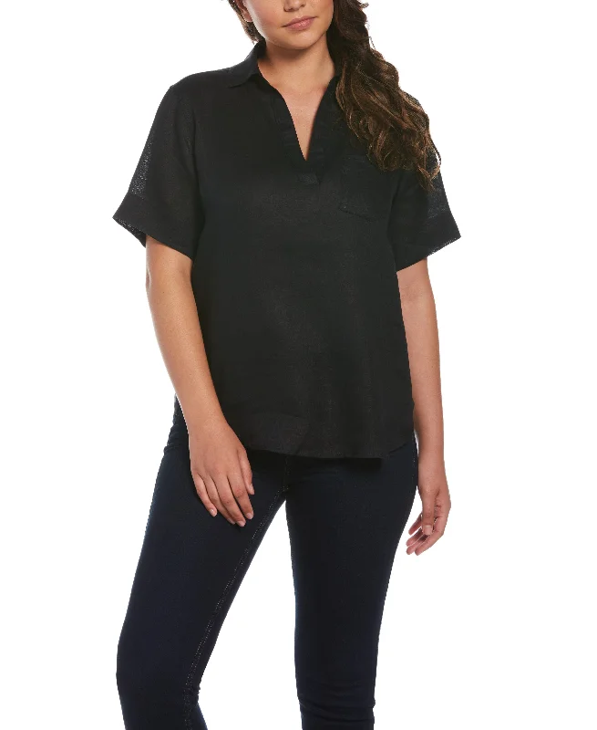 Weekend Savings Fiesta Split Neck Linen Top