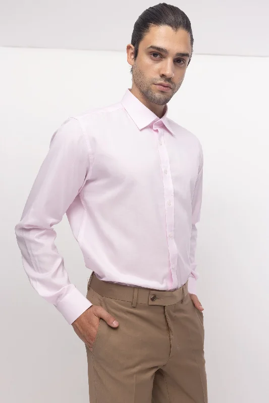 Weekend Steals Await Convertible Cuff Oxford Cotton Spread Collar Dress Shirt - Light Pink