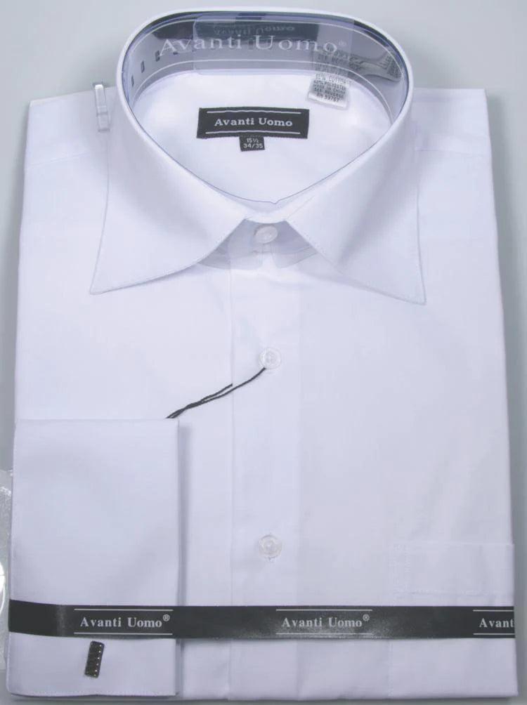 Exclusive Deal Men's French Cuff Dress Shirt Spread Collar, White