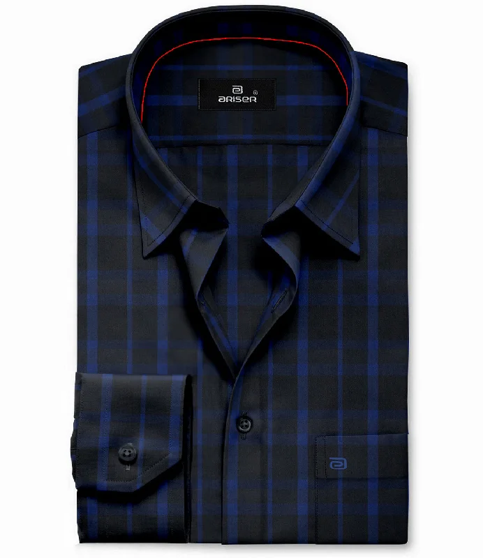 Extra Discount Vegas - Black With Blue Checked Shirts For Mens | Ariser