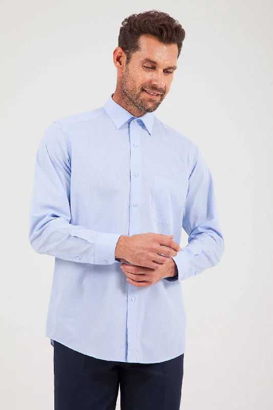 Hot Deal Classic Fit Long Sleeve Cotton Blue Dress Shirt