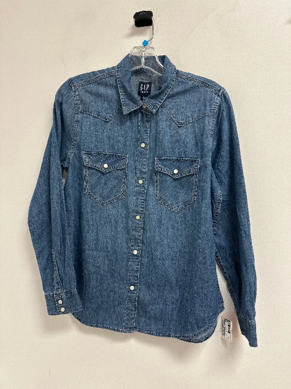 Weekend Specials to Snag Blouse Long Sleeve By Gap In Blue Denim, Size: M