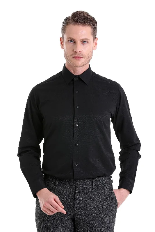 Online Exclusive Classic Cotton Blend Black Dress Shirt