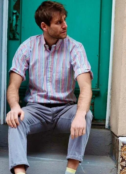 Weekend Bargains to Enjoy Tommy Hilfiger Multi-Colored Dress Shirt with Raw Hem [vintage, small]