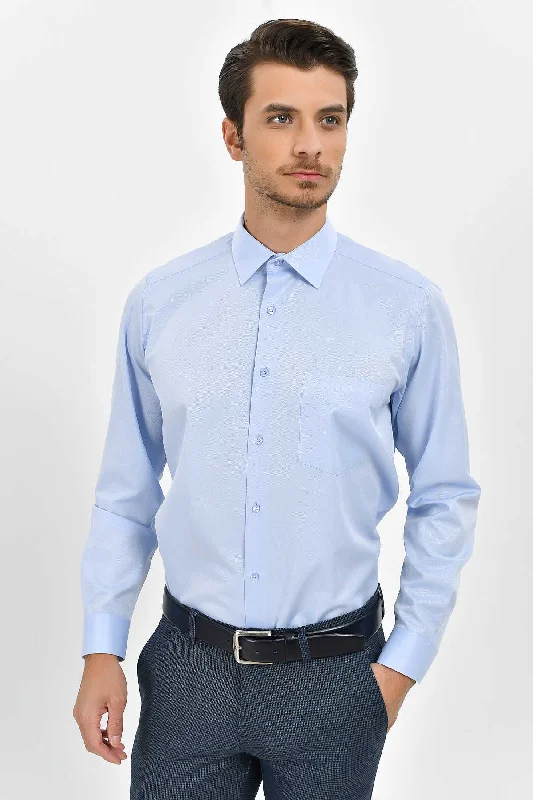 Act Fast Classic Fit Long Sleeve Cotton Blend Blue Dress Shirt