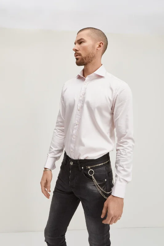 Weekend Savings Fiesta Pure Cotton Spread Collar Fitted Dress Shirt - Light Pink