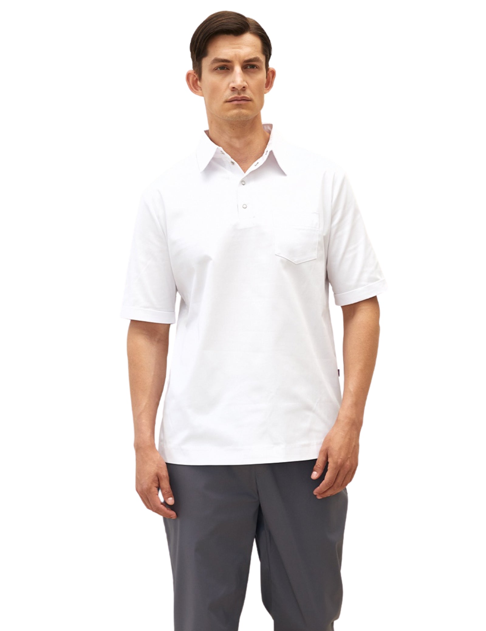 Shop and Save Treat in Style Men's Medical Polo Sports Shirt - White