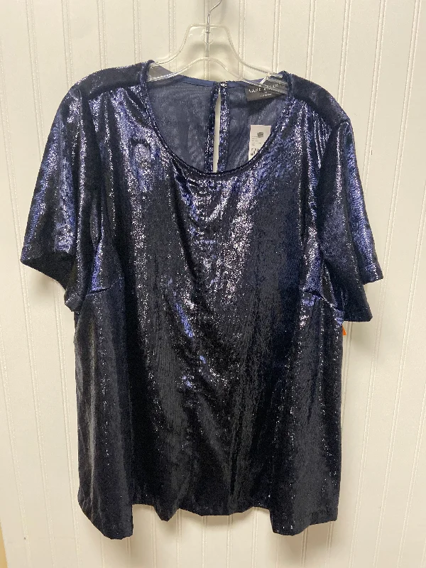 Weekend Specials to Celebrate Top Short Sleeve By Lane Bryant In Navy, Size: 2x