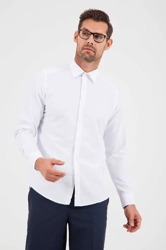 Weekend Bargains to Indulge In Slim Fit Cotton Blend White Dress Shirt