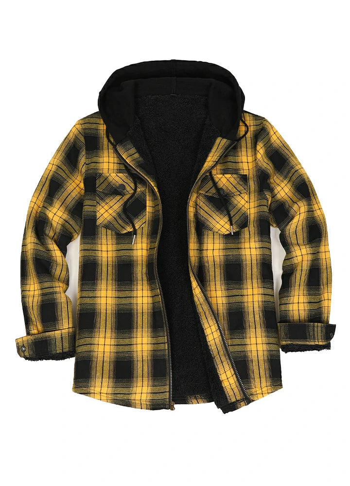 Now Available Men's Matching Family Yellow Plaid Flannel Hooded Jacket