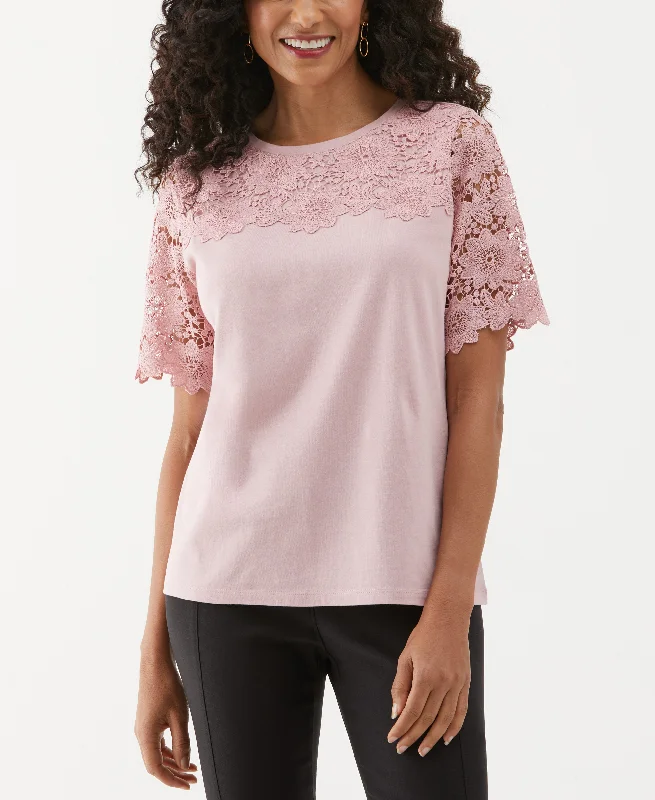 Massive Deal Lace Yoke Knit Top