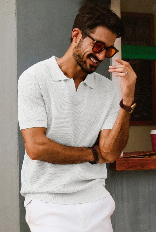 Best Seller Men Pineapple Textured Polo-Shirt Short Sleeve Lapel Collar Knitwear Tops