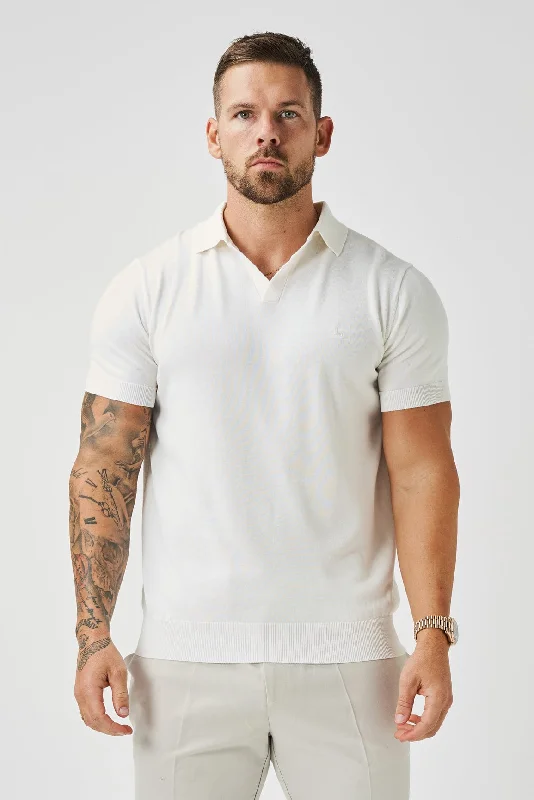Super Bargain OPEN COLLAR POLO - OFF WHITE