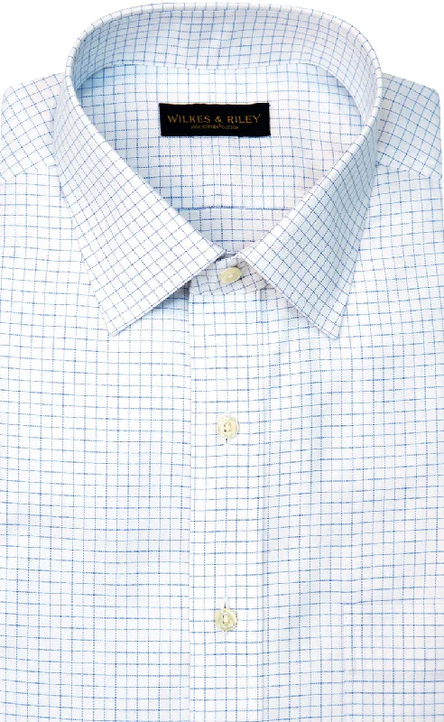 Super Savings Slim Fit White Ground Blue twill Check Spread Collar Supima® Cotton Non-Iron Dress Shirt Super Savings Slim Fit White Ground Blue twill Check Spread Collar Supima® Cotton Non-Iron Dress Shirt