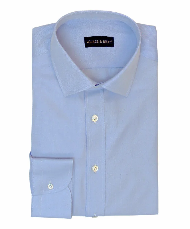 Price Blitz Tailored Fit Blue Twill Solid w/ Spread Collar Button Cuff